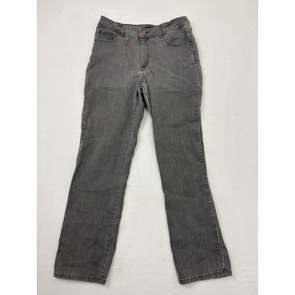 Lee Classic Fit Gray Straight Leg Jeans Womens Size 12? Mid Rise Stretch Denim